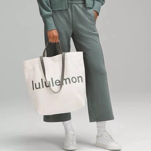 Double Handle Canvas Tote Bag 17L gray- NWT